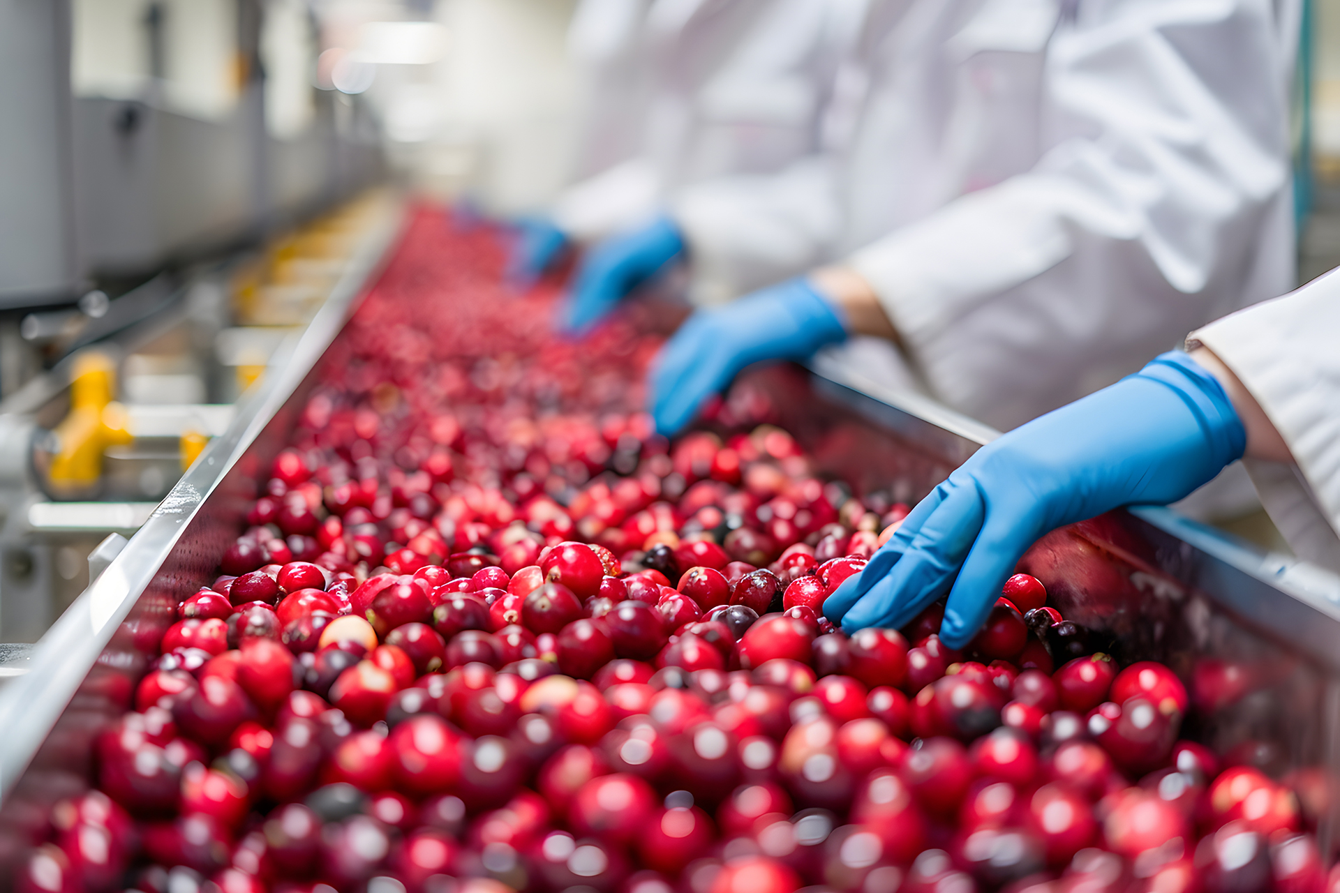 person-wearing-gloves-is-holding-tray-cranberries